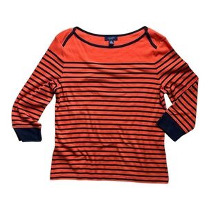Chaps Orange and Navy Long Sleeve Tee size XL